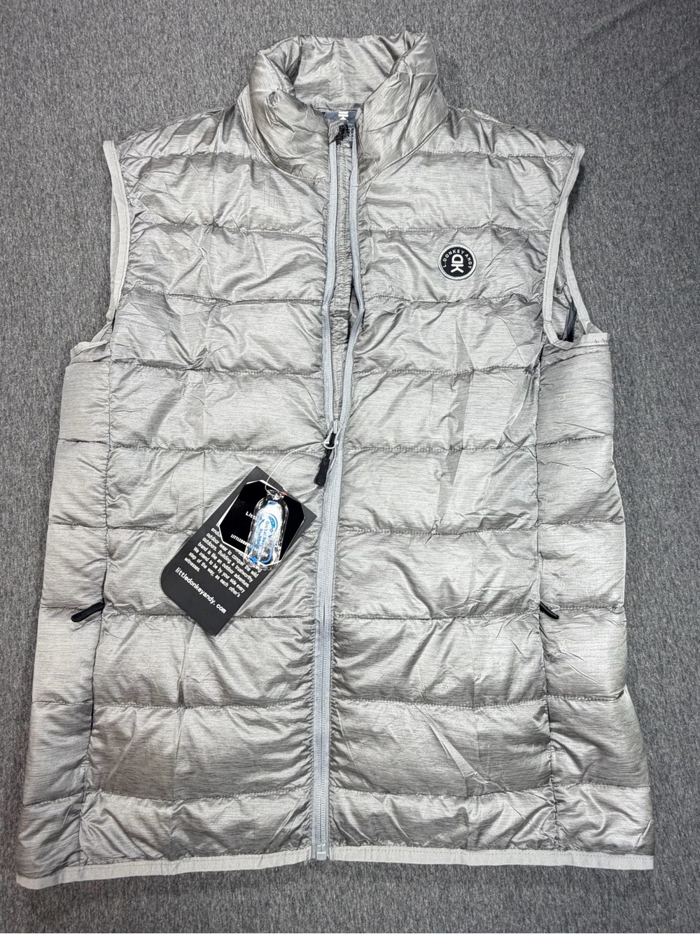 Little Donkey Andy Men’s Small Quilted Gray Vest Full Zip New With Tags